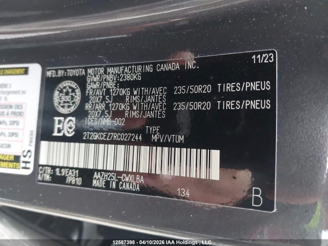 12587398 :رقم المزاد ، 2T2GKCEZ7RC027244 vin ، 2024 Lexus Nx 350h 350h مزاد بيع