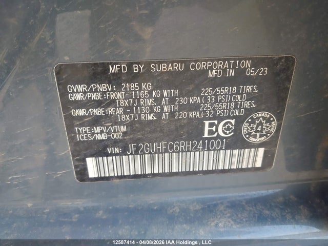 JF2GUHFC6RH241001 Subaru Crosstrek Sport