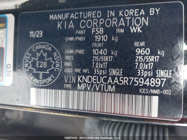 Продаж на аукціоні авто 2024 Kia Seltos, vin: KNDEUCAA5R7594897, номер лоту: 12587416