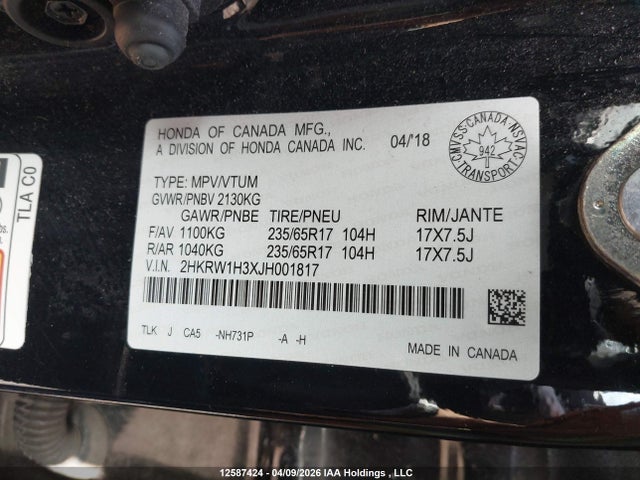 2HKRW1H3XJH001817 Honda CR-V LX