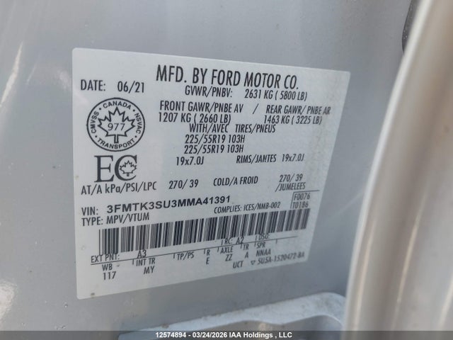 Aukcja sprzedaży 2021 Ford Mustang Mach-e Premium, vin: 3FMTK3SU3MMA41391, numer aukcji: 12574894