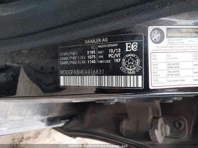 12574704 :رقم المزاد ، WDDGF8JB4EA916831 vin ، 2014 Mercedes-benz C 350 4matic مزاد بيع