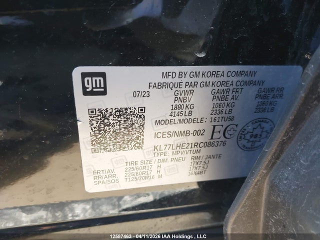 KL77LHE21RC086376 Chevrolet Trax
