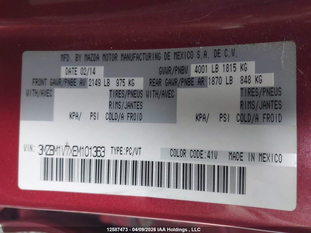 3MZBM1V7XEM101363 Mazda 3 TOURING