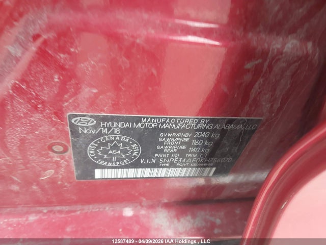 5NPE34AF0KH756070 Hyundai Sonata Essential