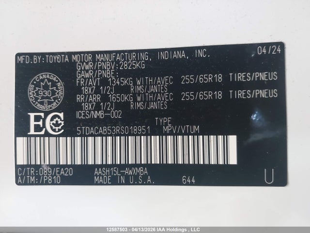 5TDACAB53RS018951 Toyota Grand Highlander Hybrid Xle