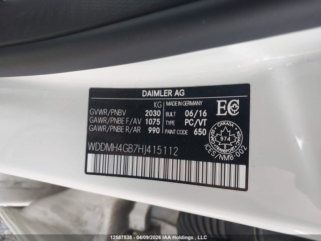 WDDMH4GB7HJ415112 Mercedes-Benz B 250 4matic