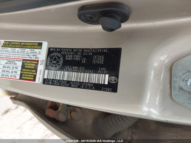 12587546 :رقم المزاد ، 4T1BE46K49U276242 vin ، 2009 Toyota Camry Se/le/xle مزاد بيع