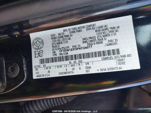 Продаж на аукціоні авто 2023 Ford F-150 Xl, vin: 1FTEW1EP3PKF24077, номер лоту: 12587556