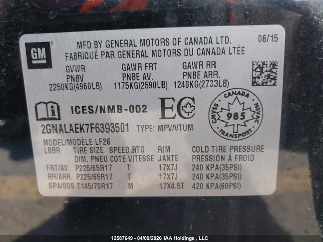 2GNALAEK7F6393501 Chevrolet Equinox