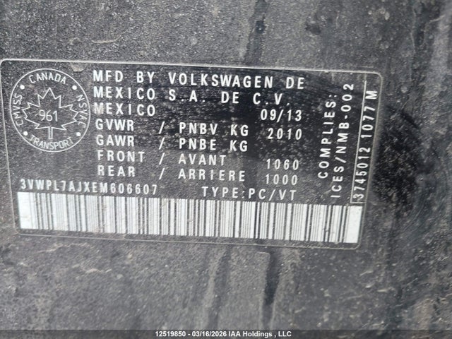 3VWPL7AJXEM606607 Volkswagen Golf 2.0 Tdi Comfortline/2.0 Tdi Highline/2.0 Tdi Trendline/2.0 Tdi Wolfsburg Edition