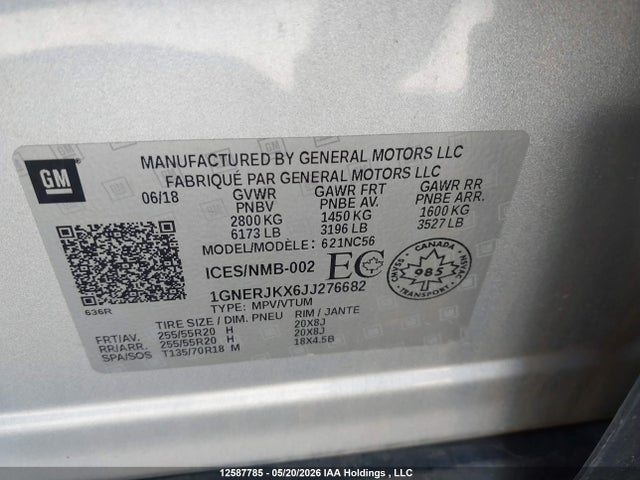 1GNERJKX6JJ276682 Chevrolet Traverse Rs