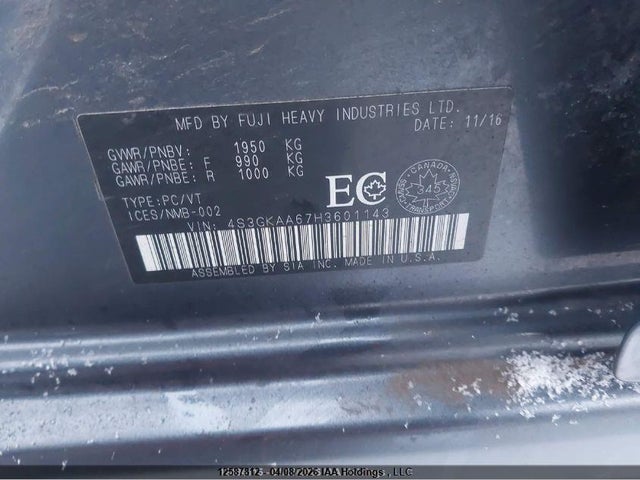 4S3GKAA67H3601143 Subaru Impreza Convenience