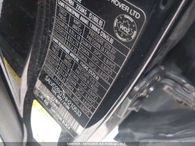 SALVD2BG1HH210533 Land Rover Range Rover Evoque Hse Dynamic