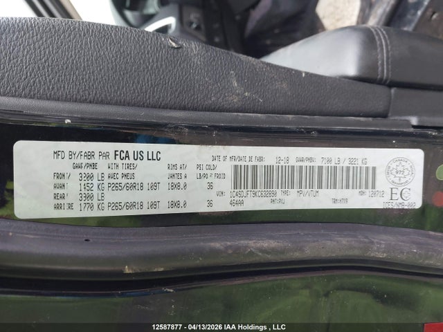 Aukcja sprzedaży 2019 Dodge Durango Enforcer Vehicle, vin: 1C4SDJFT9KC632890, numer aukcji: 12587877