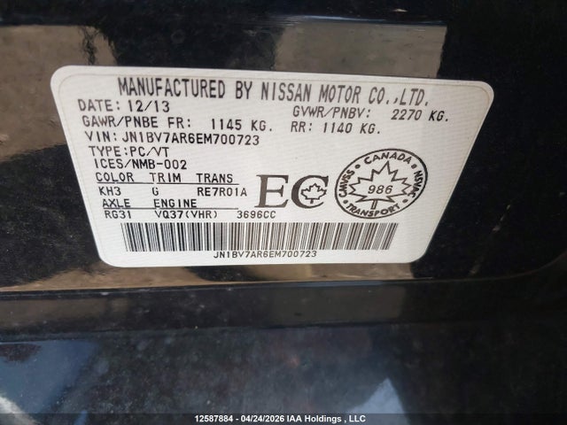 12587884 :رقم المزاد ، JN1BV7AR6EM700723 vin ، 2014 Infiniti Q50 Premium/sport مزاد بيع