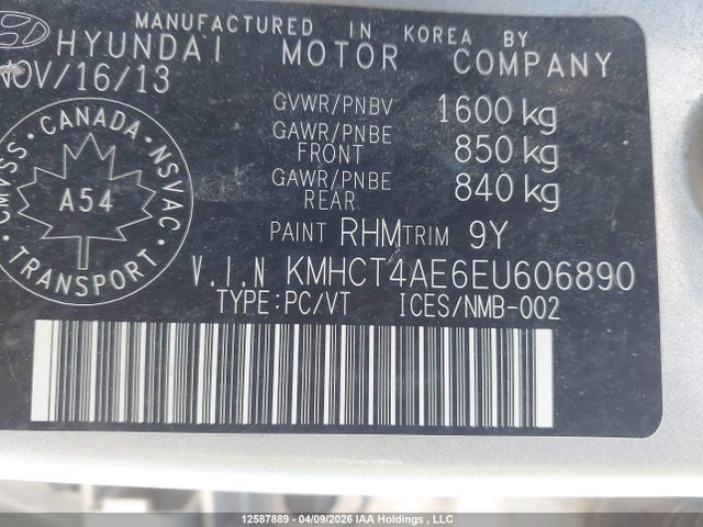 KMHCT4AE6EU606890 Hyundai Accent Gls/gs