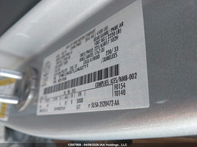 1FMCU9G67LUA02711 Ford ESCAPE SE
