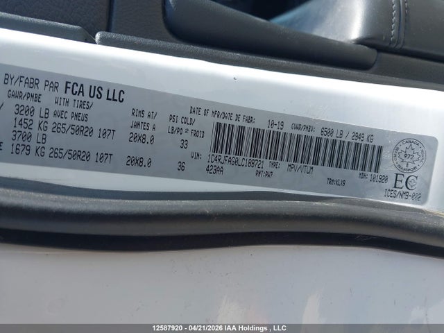 1C4RJFAG0LC188721 Jeep Grand Cherokee Altitude