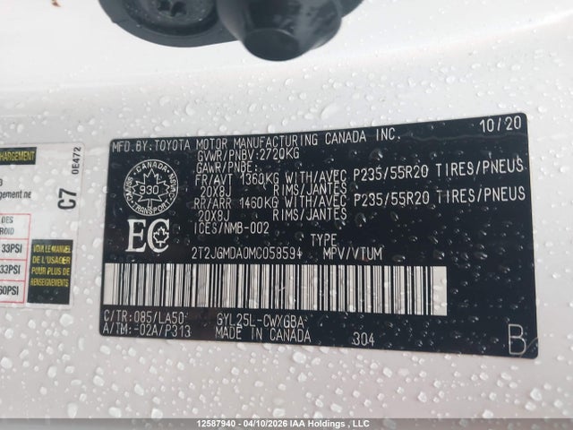 Aukcja sprzedaży 2021 Lexus Rx 450h, vin: 2T2JGMDA0MC058594, numer aukcji: 12587940