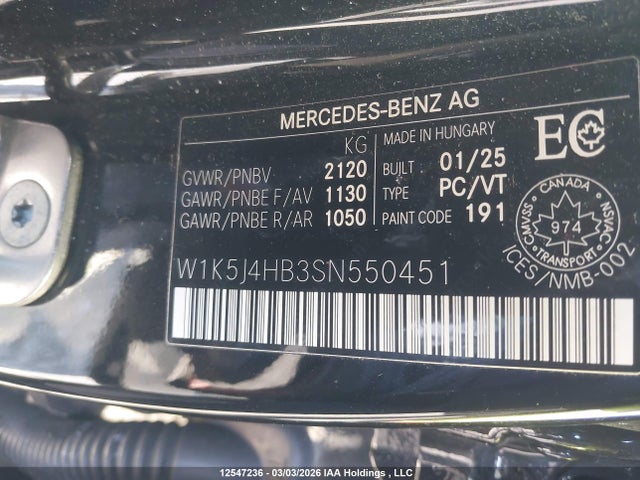 W1K5J4HB3SN550451 Mercedes-Benz CLA 250 4MATIC