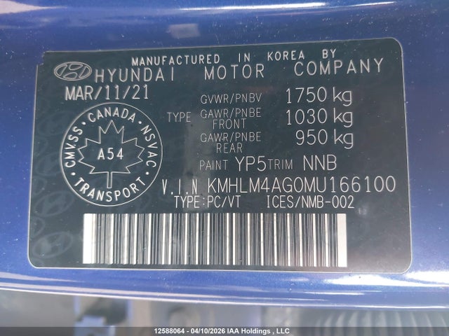 2021 Hyundai Elantra მანქანა იყიდება აუქციონზე, vin: KMHLM4AG0MU166100, აუქციონის ნომერი: 12588064