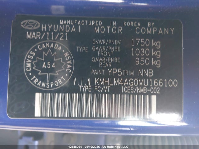 2021 Hyundai Elantra მანქანა იყიდება აუქციონზე, vin: KMHLM4AG0MU166100, აუქციონის ნომერი: 12588064