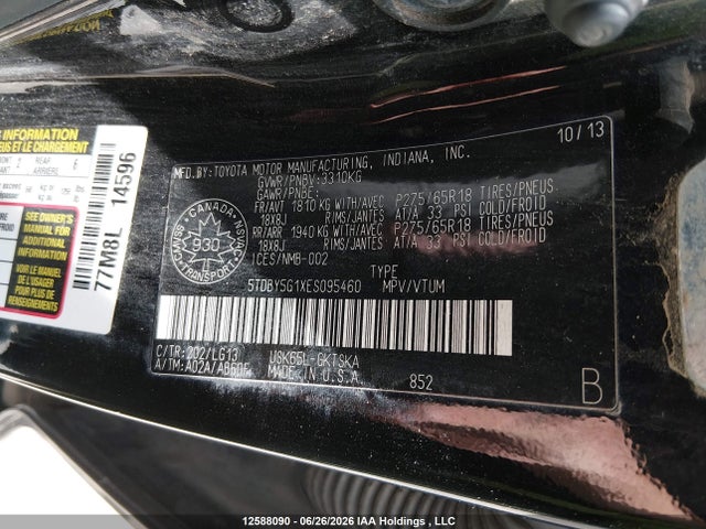 5TDBY5G1XES095460 Toyota Sequoia