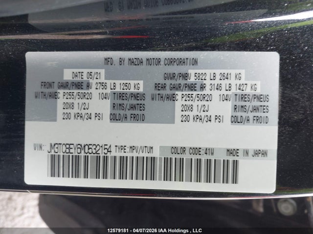 JM3TCBEY6M0532154 Mazda Cx-9 Signature