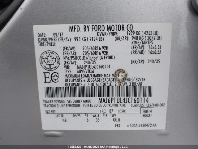 MAJ6P1UL4JC160114 Ford Ecosport Se