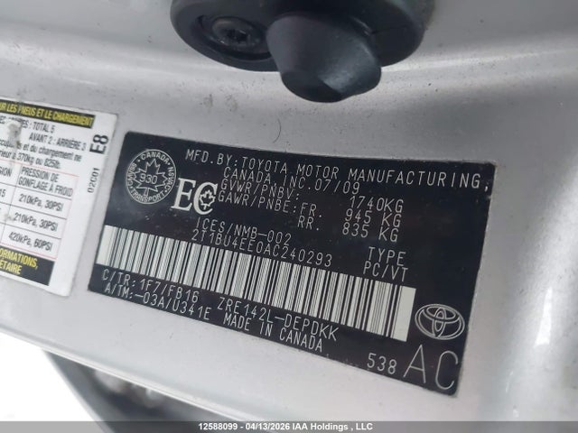2010 Toyota Corolla Ce მანქანა იყიდება აუქციონზე, vin: 2T1BU4EE0AC240293, აუქციონის ნომერი: 12588099