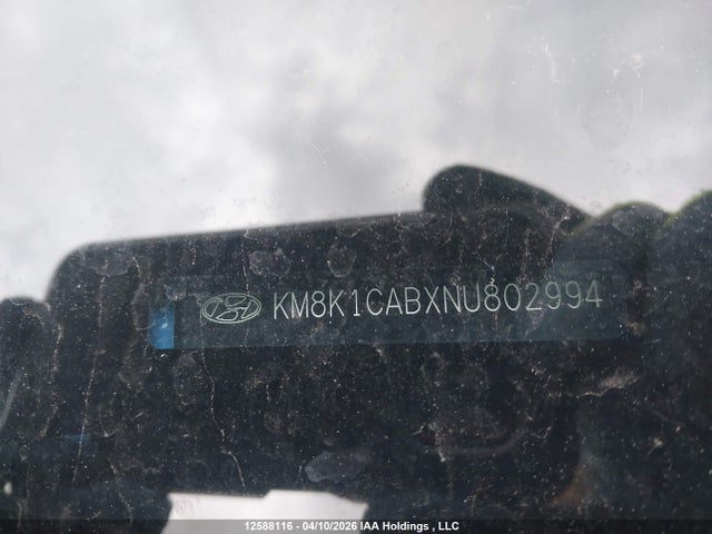 2022 Hyundai Kona Se მანქანა იყიდება აუქციონზე, vin: KM8K1CABXNU802994, აუქციონის ნომერი: 12588116