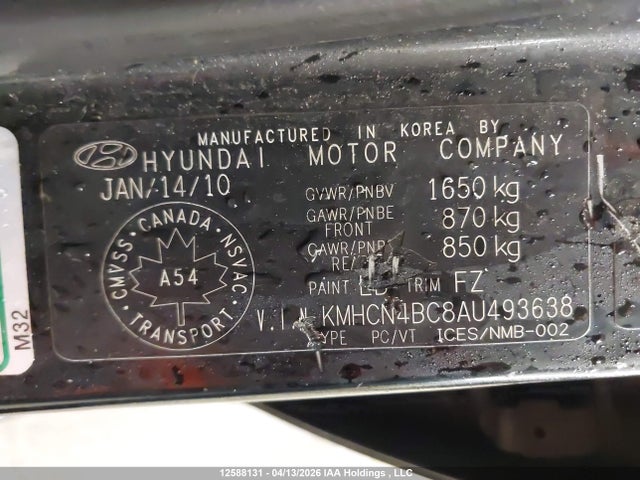 Aukcja sprzedaży 2010 Hyundai Accent, vin: KMHCN4BC8AU493638, numer aukcji: 12588131