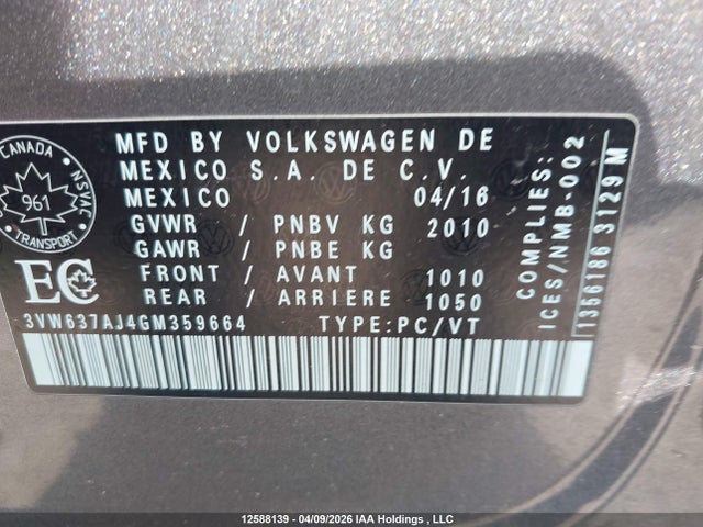 3VW637AJ4GM359664 Volkswagen Jetta Hybrid/sel Premium