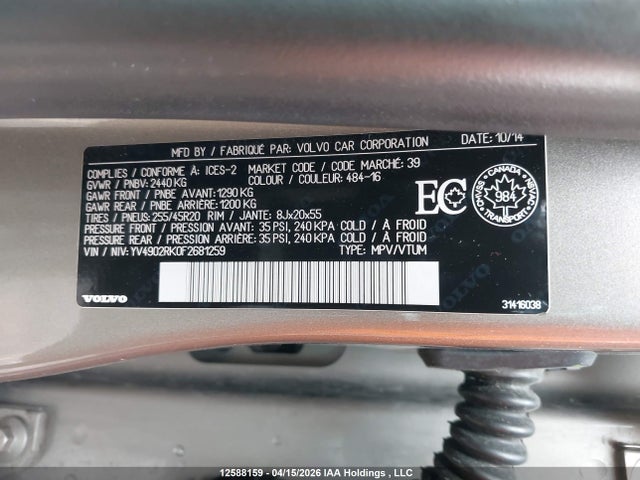 YV4902RK0F2681259 Volvo Xc60 T6/premier