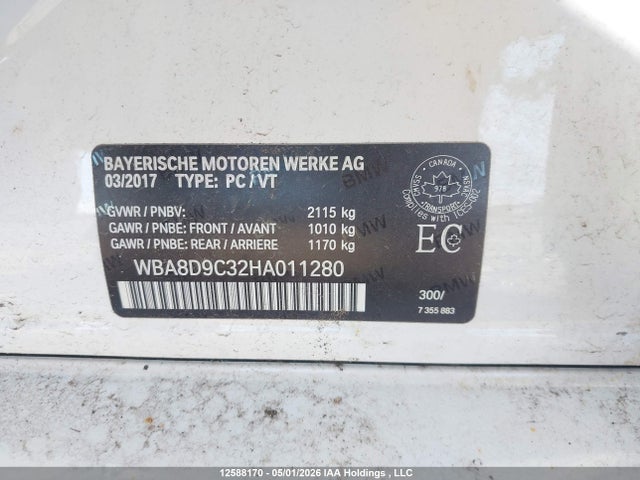 Продажа на аукционе авто 2017 Bmw 330 Xi, vin: WBA8D9C32HA011280, номер лота: 12588170