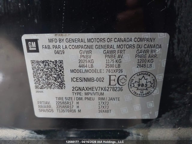 2GNAXHEV7K6278236 Chevrolet EQUINOX LS