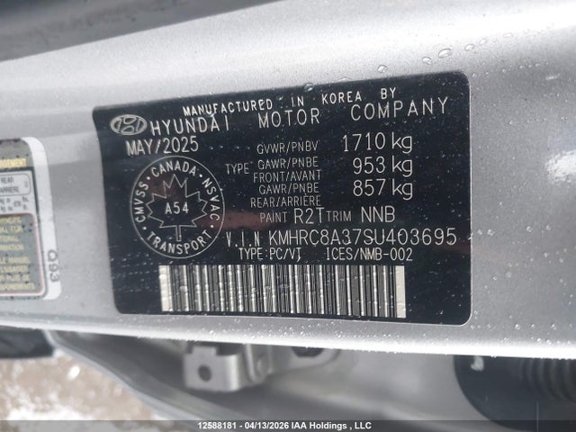 Продаж на аукціоні авто 2025 Hyundai Venue Preferred, vin: KMHRC8A37SU403695, номер лоту: 12588181