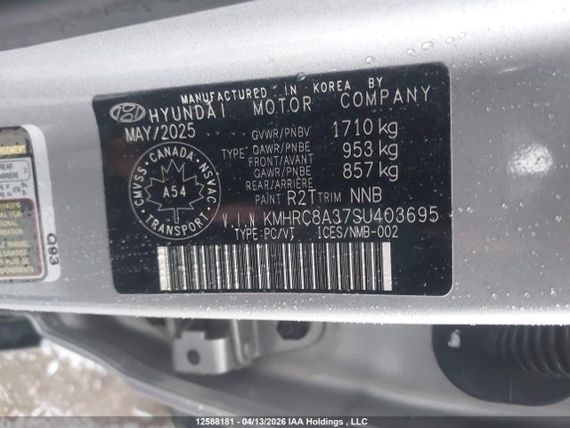 Продаж на аукціоні авто 2025 Hyundai Venue Preferred, vin: KMHRC8A37SU403695, номер лоту: 12588181