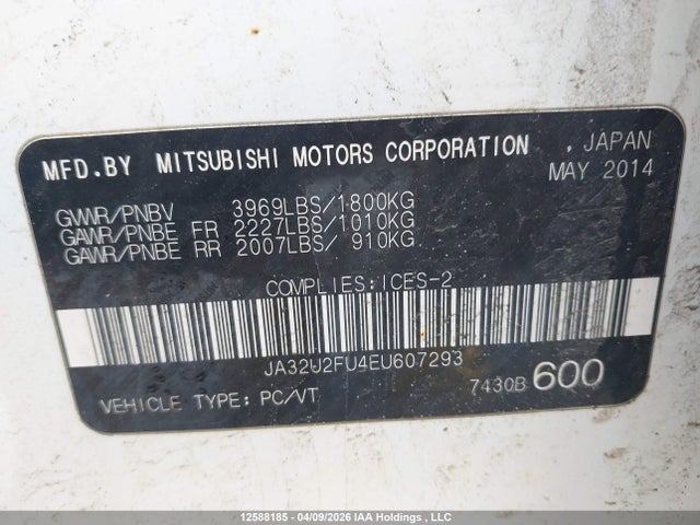 Продажа на аукционе авто 2014 Mitsubishi Lancer Es/es Sport, vin: JA32U2FU4EU607293, номер лота: 12588185