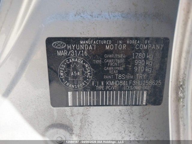 KMHD84LF3HU158625 Hyundai Elantra Se/value/limited