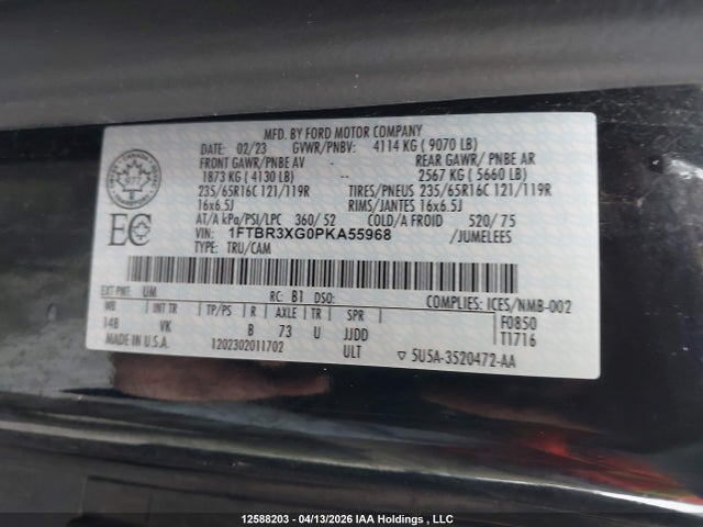 Продажа на аукционе авто 2023 Ford Transit-250 Cargo, vin: 1FTBR3XG0PKA55968, номер лота: 12588203