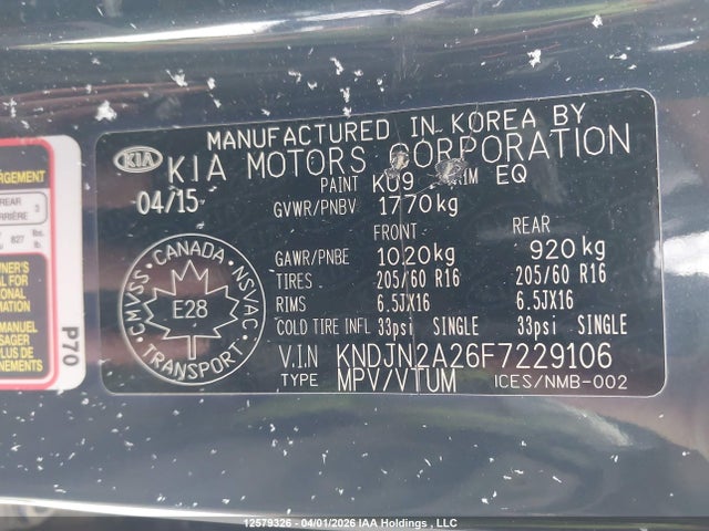 Aukcja sprzedaży 2015 Kia Soul Lx/lx+, vin: KNDJN2A26F7229106, numer aukcji: 12579326