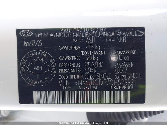 5NMJBCDE3SH525921 Hyundai TUCSON SEL