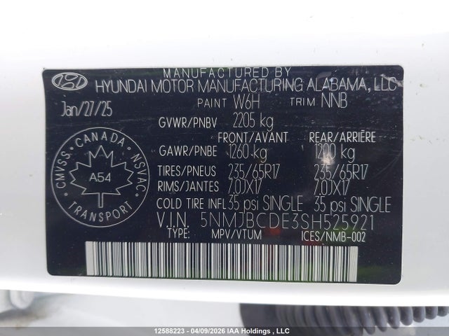 5NMJBCDE3SH525921 Hyundai TUCSON SEL