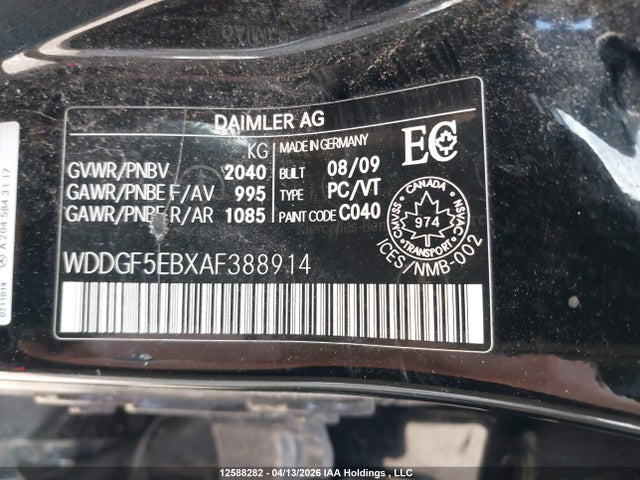 12588282 :رقم المزاد ، WDDGF5EBXAF388914 vin ، 2010 Mercedes-benz  مزاد بيع
