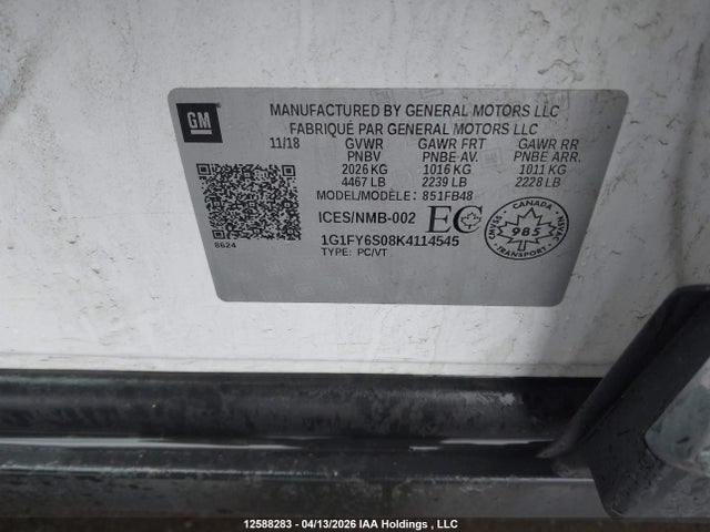 1G1FY6S08K4114545 Chevrolet BOLT EV LT