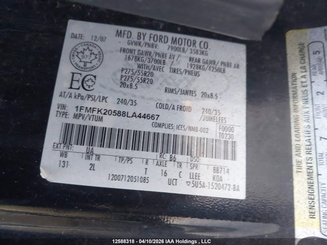 Продаж на аукціоні авто 2008 Ford Expedition El Limited, vin: 1FMFK20588LA44667, номер лоту: 12588318