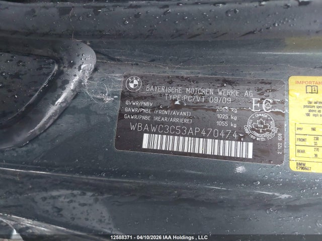 2010 Bmw 328i Xdrive მანქანა იყიდება აუქციონზე, vin: WBAWC3C53AP470474, აუქციონის ნომერი: 12588371
