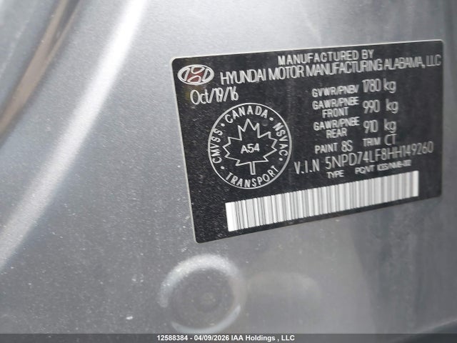Продаж на аукціоні авто 2017 Hyundai Elantra Le, vin: 5NPD74LF8HH149260, номер лоту: 12588384